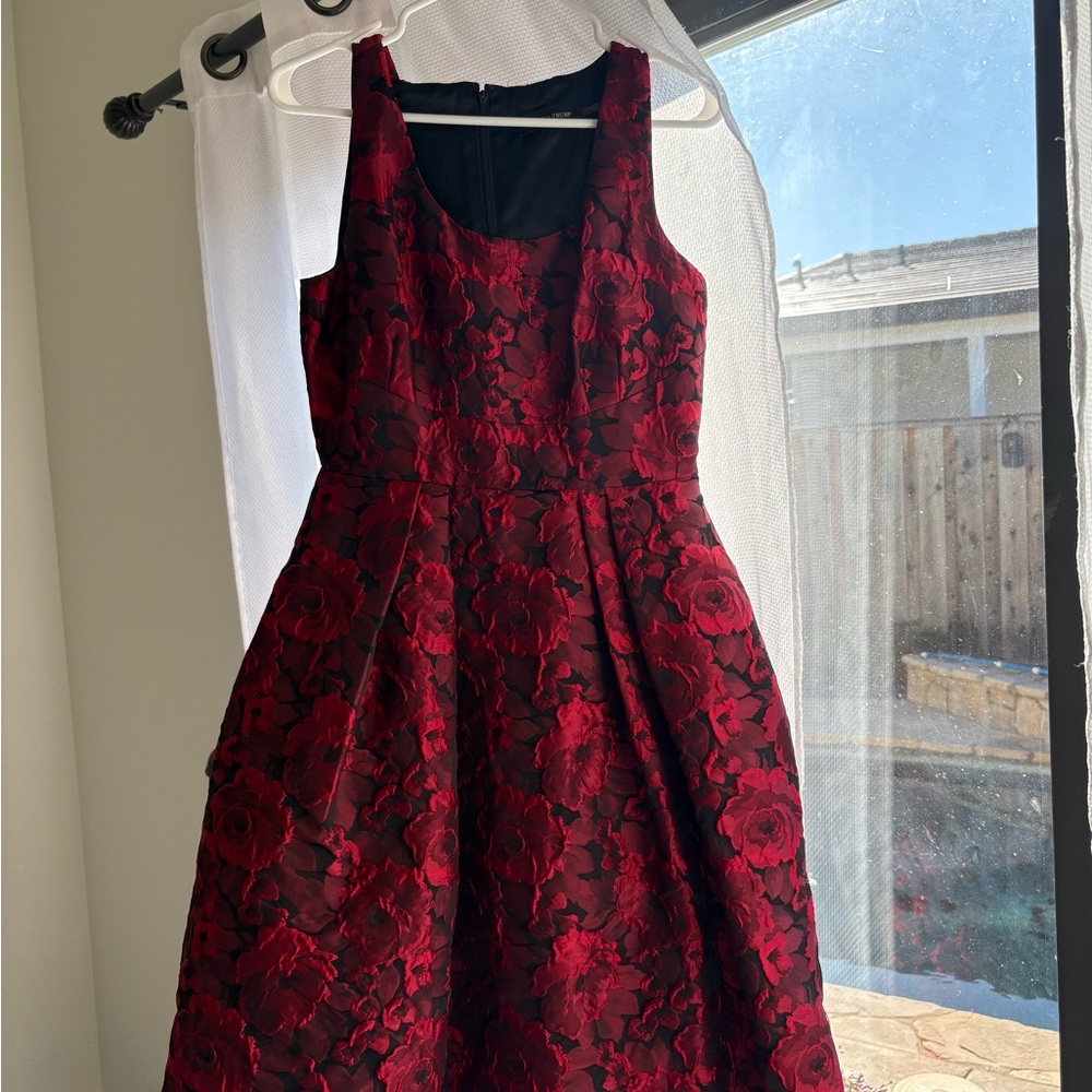 Ivanka Trump Red and Black Floral Dress
